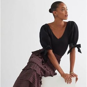 Anthropologie Maeve Puff-Sleeved Top Black Size XL